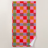 Serviette De Plage Retro Plaid  (Devant)