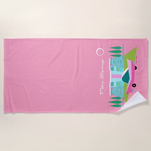 Serviette de plage Retro Rose Palm Springs (Devant)