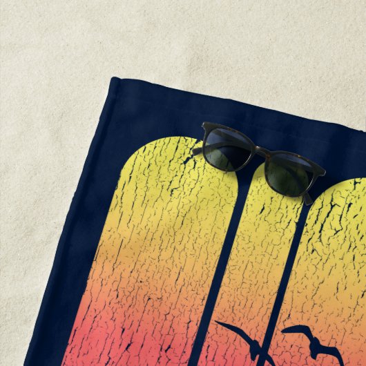 Serviette De Plage Rétro Rustique Aloha Palm Beach Maison vacances (En situation)