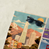 Serviette De Plage Retro San Francisco Batchwork (En situation)