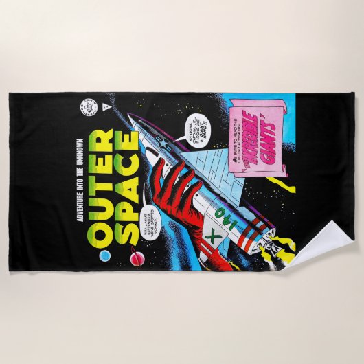 Serviette De Plage Retro Sci-Fi Adventure Outer Space Comics Couvertu (Devant)
