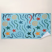 Serviette De Plage Retro Stars & Waves Design Motif (Devant)
