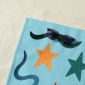 Serviette De Plage Retro Stars & Waves Design Motif (En situation)