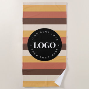 Serviette De Plage Retro Stripes Business Company Logo Bienvenue 60s 