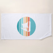 Serviette De Plage Retro Sunset Effet Perdu + Voilier (Devant)