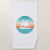 Serviette De Plage Retro Sunset Effet Perdu + Voilier (Devant)