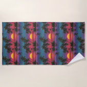 Serviette De Plage Retro Synthwave Palm Tree Sunset Pattern (Devant)