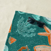 Serviette De Plage Retro Teal Summer Trip Beach Vibes Vacation  (En situation)