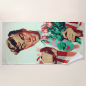 Serviette De Plage Retro Valentine Flirty Guy (Devant)