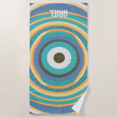 Serviette de plage rétro vintage avec mauvais œil (Devant)