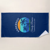 Serviette De Plage Reunion Famille Summer Beach Palm Trees Bleu (Devant)