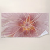Serviette De Plage Rêve floral rose doux Fleur d'art fractal Abstrait (Devant)