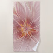 Serviette De Plage Rêve floral rose doux Fleur d'art fractal Abstrait (Devant)