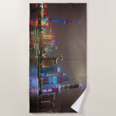 Serviette De Plage Rêves électriques - Futuriste Shanghai Skyline, A  (Devant)