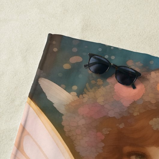 Serviette De Plage Rêves Enchanteurs : Un Portrait De Fée Rose Whimsi (En situation)