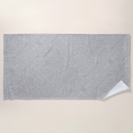 Serviette De Plage Revêtement floral gris (Devant)