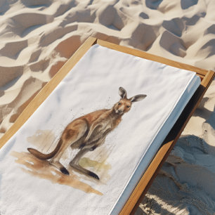 Serviette De Plage Rêveur de l'Outback : Kangourou à l'aquarelle