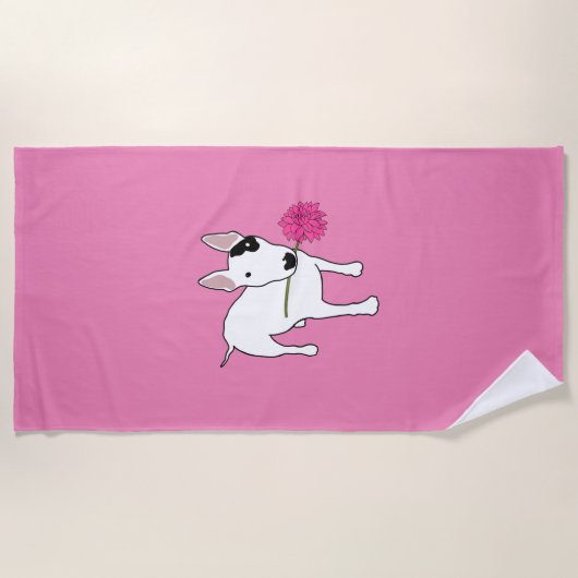 Serviette De Plage Rex et rose fleur (Devant)