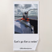 Serviette De Plage Rex La TV Terrier "Lets.go pour un bain !" (Devant)