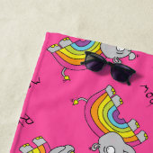 Serviette De Plage Rhino Rainbow Cute Kids Rhinoceros (En situation)