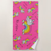 Serviette De Plage Rhino Rainbow Cute Kids Rhinoceros (Devant)