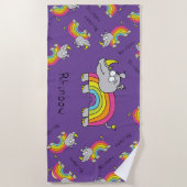 Serviette De Plage Rhino Rainbow Funny Kids (Devant)