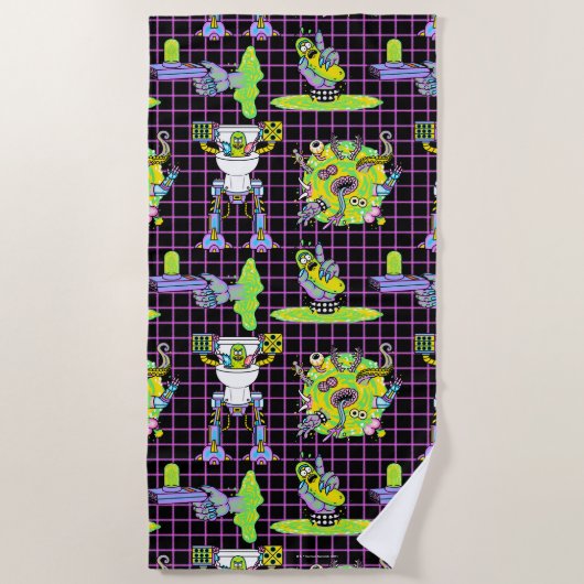 Serviette De Plage RICK ET MORTY™ | Motif du portail de prélèvement (Devant)
