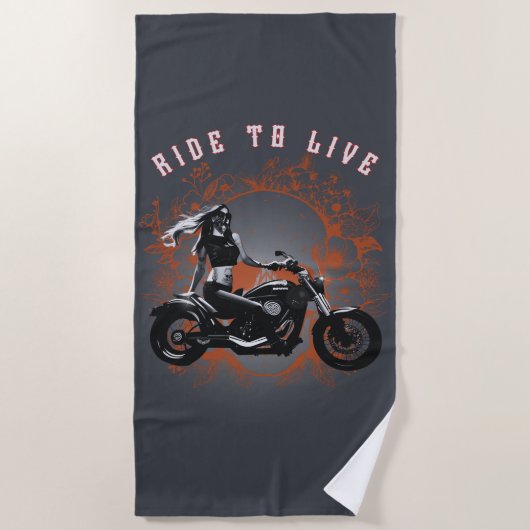 Serviette De Plage Ride to Life - Biker Girl (Devant)