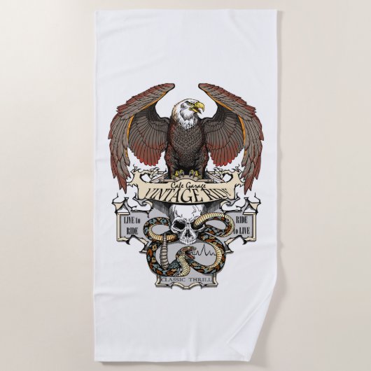 Serviette De Plage Ride To Live Live To Ride Biker design (Devant)