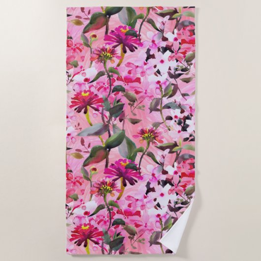 Serviette De Plage Rideau de douche à fleurs esthétique (Devant)