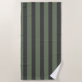 Serviette De Plage Rideau de douche rayé vert olive (Devant)