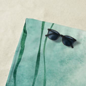 Serviette De Plage Rideau de douche vert Seafoam avec design Seashell (En situation)