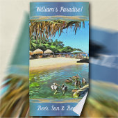Serviette De Plage River Meets Ocean Paradise & Beer 0330