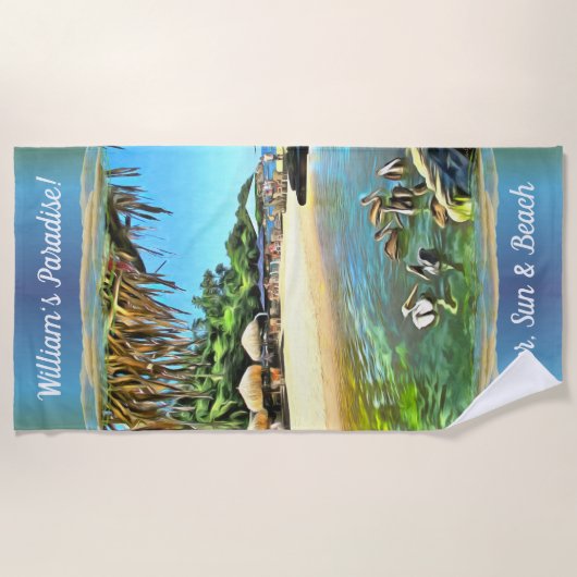 Serviette De Plage River Meets Ocean Paradise & Beer 0330 (Devant)