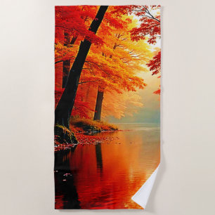 Serviette De Plage Rivière Vibrante de l'automne Gold Design