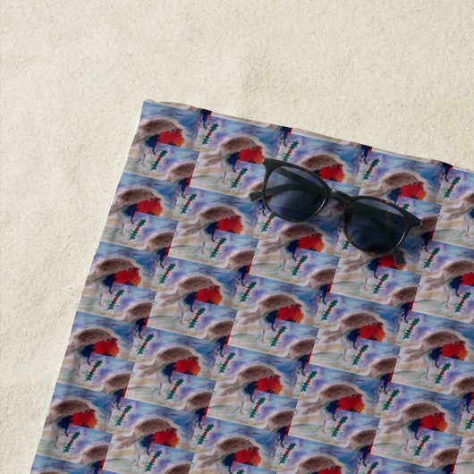 Serviette De Plage Robin de Noël (En situation)