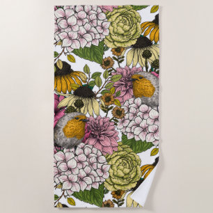 Serviette De Plage Robins dans le jardin