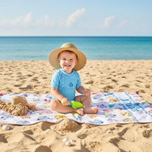 Serviette de plage robots colorés personnalisée