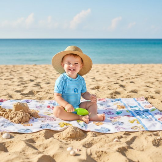 Serviette de plage robots colorés personnalisée