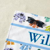Serviette de plage Robots colorés sur mesure (En situation)