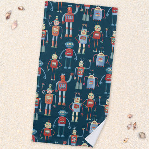 Serviette De Plage Robots de style rétro des années 1950