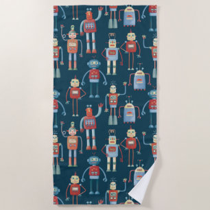 Serviette De Plage Robots de style rétro des années 1950