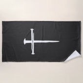 Serviette De Plage Robuste trois clous Croix blanche chrétien (Devant)