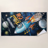 Serviette De Plage Rocketship Space Adventure Personnalisez (Devant)
