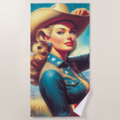 Serviette De Plage Rodeo Pin-up Vintage (Devant)