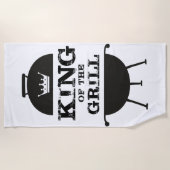 Serviette De Plage Roi Du Grill, Couronne Blanche Noire (Devant)