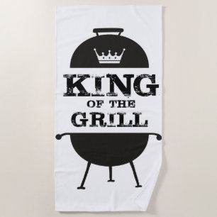 Serviette De Plage Roi Du Grill, Couronne Blanche Noire