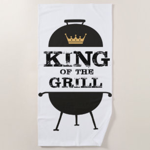 Serviette De Plage Roi Du Grill, Couronne D'Or Noir