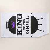 Serviette De Plage Roi Du Grill, Couronne Violette Noire (Devant)