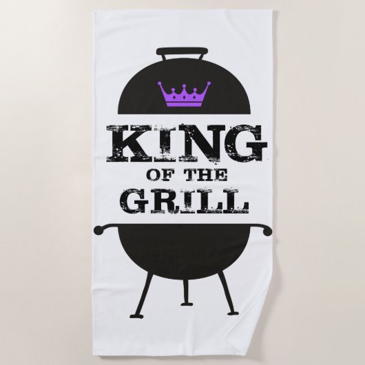 Serviette De Plage Roi Du Grill, Couronne Violette Noire (Devant)